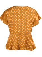Funki Buys | Shirts | Women's Flutter Sleeve Polka Dot Summer Blouse