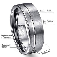Funki Buys | Rings | Men's Women's Polished Grooved Tungsten Rings