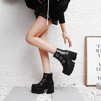 Funki Buys | Boots | Women's Platform Ankle Boots | Buckle Gothic Boots