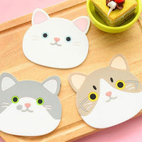 Funki Buys | Coasters | Cute Cat Face Coaster Set 6 Pcs | Silicone Mat