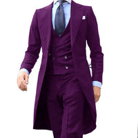 Funki Buys | Suits | Men's Slim Fit 3 Piece Formal Suit | Long Jacket