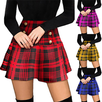 Funki Buys | Skirts | Women's Gothic Punk Plaid Skirt with Gold Button
