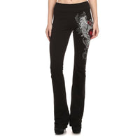 Funki Buys | Pants | Women's Gothic Punk Flower Embroidered Flares