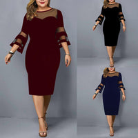 Funki Buys | Dresses | Women's Stylish Midi Dress O Neck Party Dress