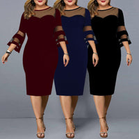 Funki Buys | Dresses | Women's Stylish Midi Dress O Neck Party Dress