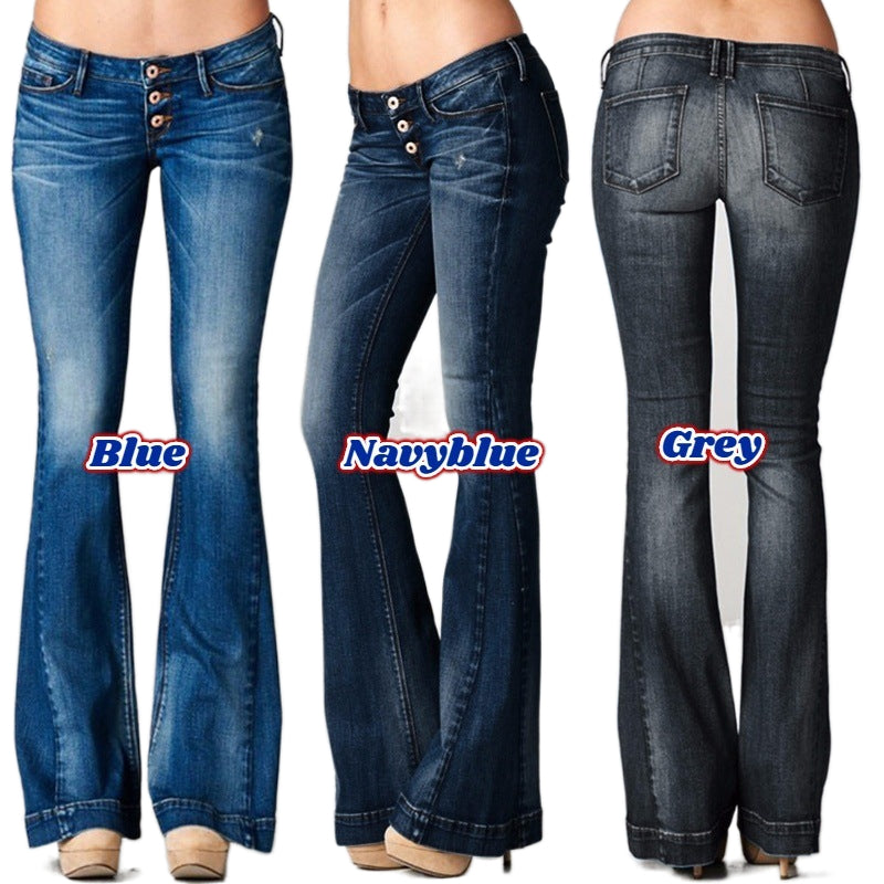 Funki Buys | Pants | Women's Low Waist Flared Jeans | Wide