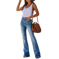 Funki Buys | Pants | Women's Flare Jeans | Vintage Denim Wide Leg Pant